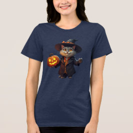 Charming Halloween Cat with Jack-o'-Lantern - Spoo T Shirt