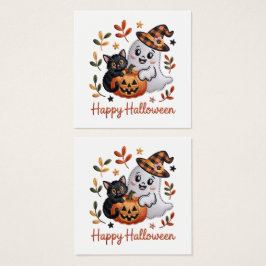 Charming Halloween-hälsningskort - Handritad Embr Fyrkantigt Visitkort