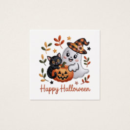 Charming Halloween-hälsningskort - Handritad Embr Fyrkantigt Visitkort