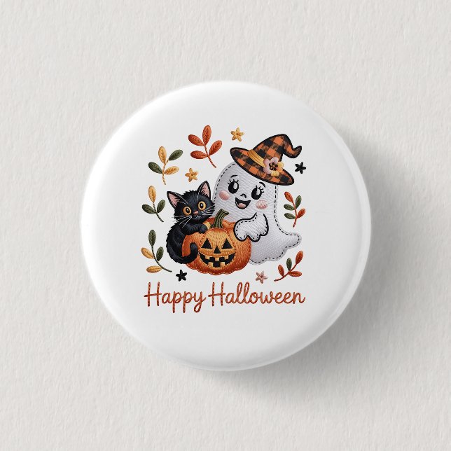 Charming Halloween-hälsningskort - Handritad Embr Knapp (Framsida)