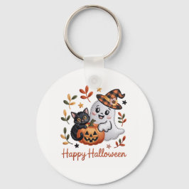 Charming Halloween-hälsningskort - Handritad Embr Nyckelring