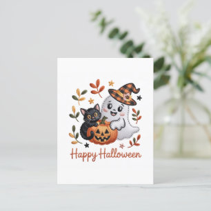Charming Halloween-hälsningskort - Handritad Embr Vykort