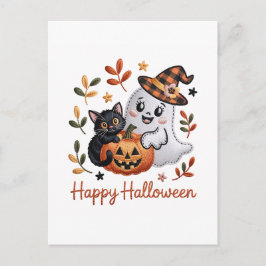 Charming Halloween-hälsningskort - Handritad Embr Vykort