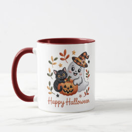Charming Halloween-hälsningskort - Handritat Mugg
