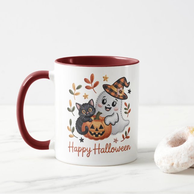 Charming Halloween-hälsningskort - Handritat Mugg (Med munk)