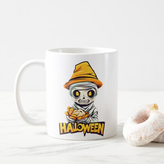 Charming Halloween Mummy Design Cute and Spooky Kaffemugg (Med munk)