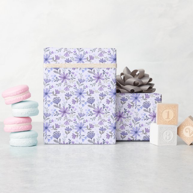 Charming Hand plockade Flowers Wrapping Papper Rol Presentpapper (Baby Shower)