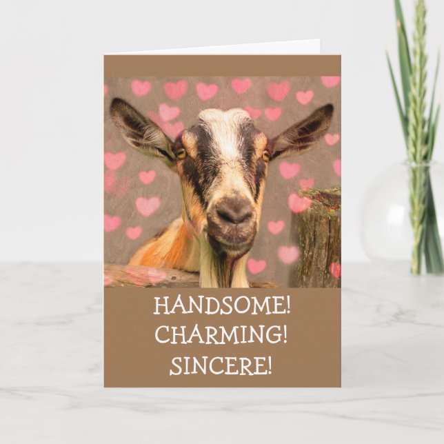 Charming Handsome Goat Valentines Helgdag Card Helgkort (Framsida)