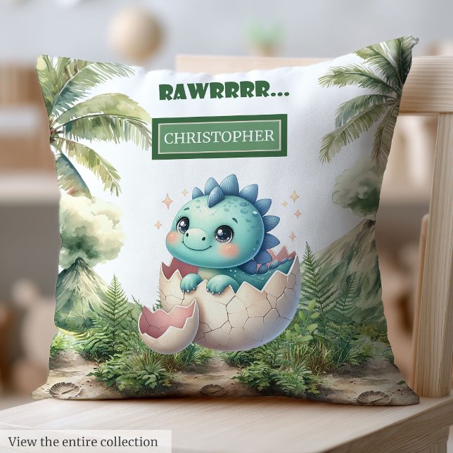 Charming Hatching Soon Baby Dinosaur Nursery Kudde (Charming Hatching Soon Baby Dinosaur Nursery Throw Pillow)