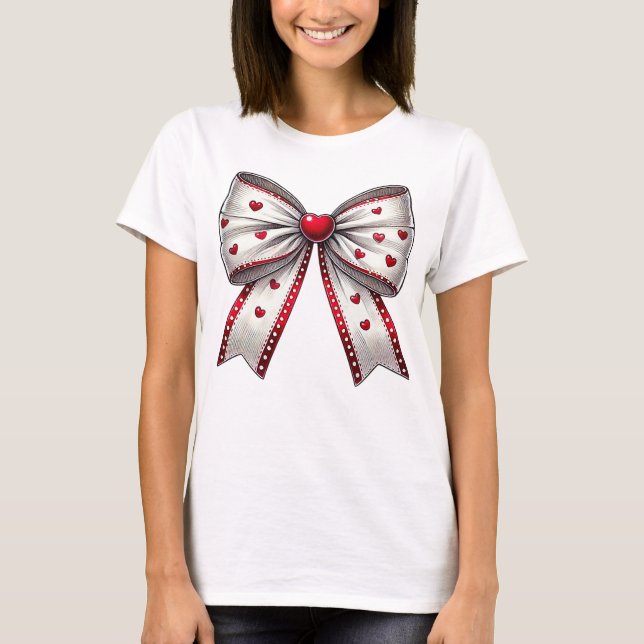 Charming Heart Bow T Shirt (Framsida)