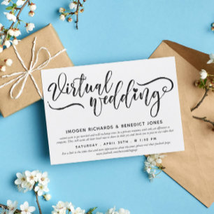 Charming Heart Push Script Virtuellare Bröllop Inbjudningar