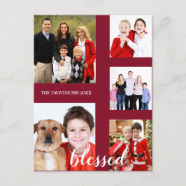 Charming Helgdag Family Photo Collage Monogram Helg Vykort