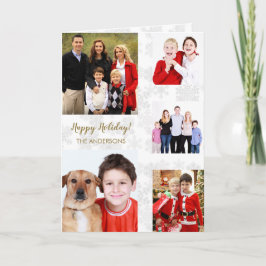 Charming Helgdag Family Photo Collage Monogram Kort