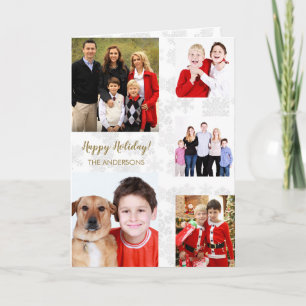 Charming Helgdag Family Photo Collage Monogram Kort