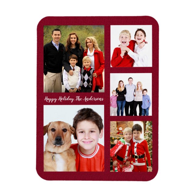 Charming Helgdag Family Photo Collage Monogram Magnet (Vertikal)