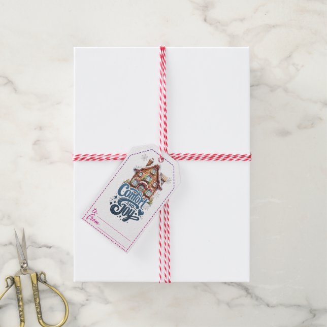Charming helgdag presentmärkre med mysigt konst presentetikett (Med Snöre)