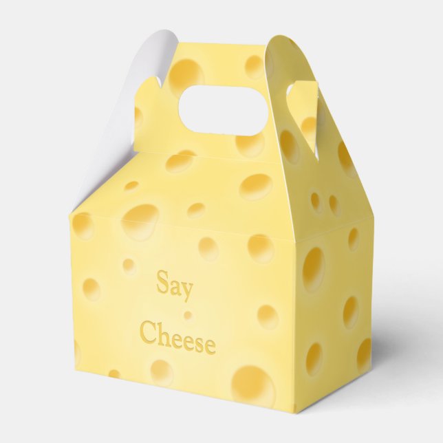 Charming Holey Cheese Anpassningsbar Text Food Presentaskar (Framsidan Sidan)