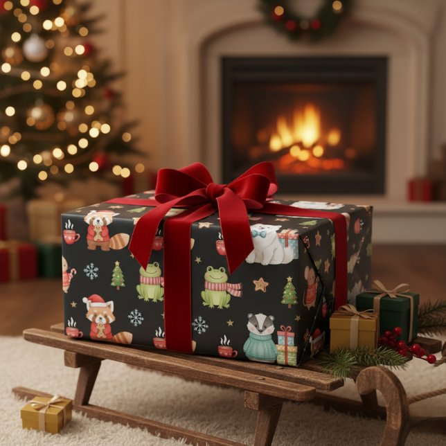 Charming Holiday Gathering Festive Gift Wrap Presentpapper (Gift Giving Supplies)