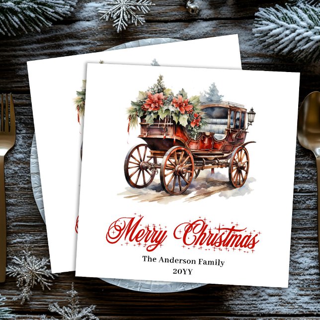 Charming holiday scene napkins cozy watercolor  pappersservett (Charming holiday scene napkin cozy watercolor style

)