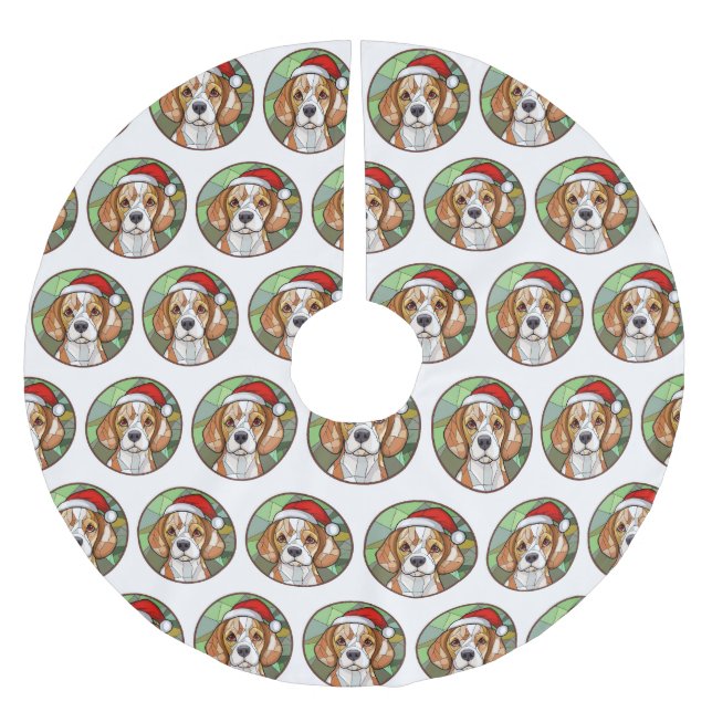 Charming Hund Cheer: Beagle themed jul Julgransmatta Borstad Polyester (Framsidan)