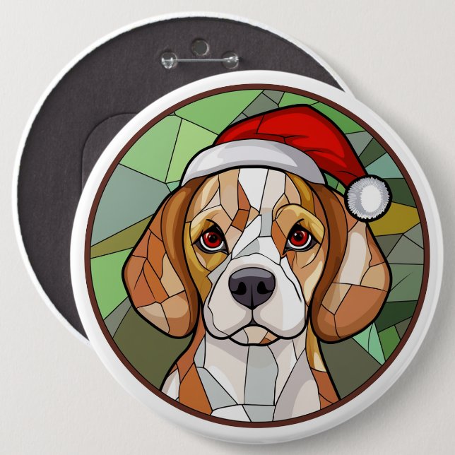 Charming Hund Cheer: Beagle themed jul Knapp (Framsida & baksida)