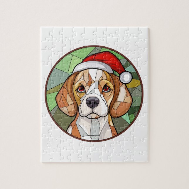 Charming Hund Cheer: Beagle themed jul Pussel (Vertikal)