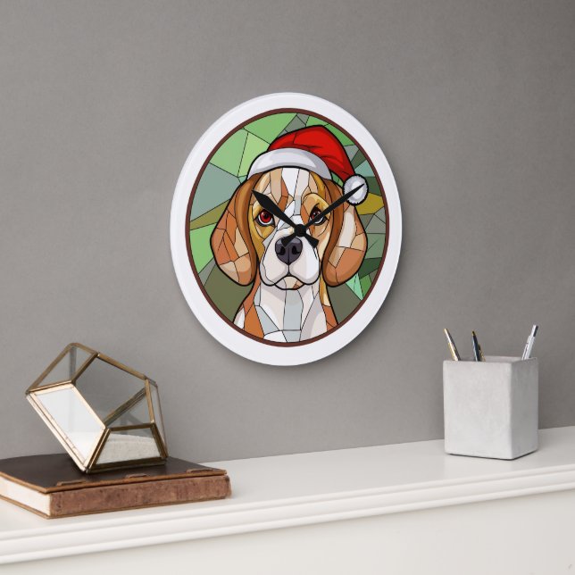 Charming Hund Cheer: Beagle themed jul Stor Klocka (Kontor)