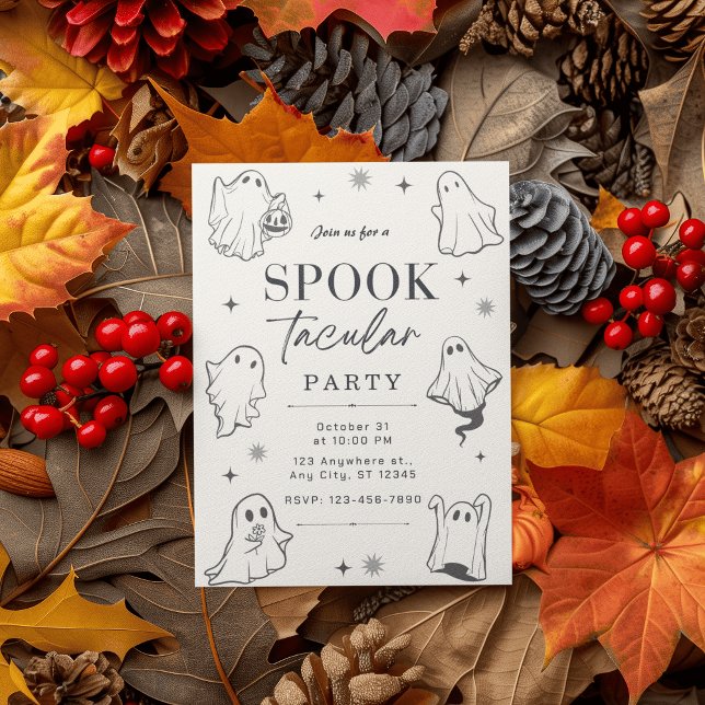 Charming Illustrated Spöken för en Roligt Hallowee Inbjudningar (Skapare uppladdad)