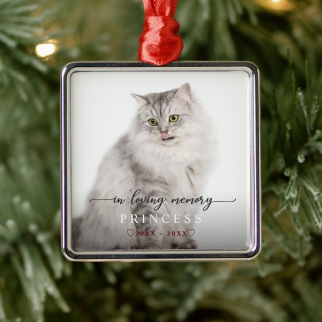 Charming in Loving Memory Cat Photo Monogram Julgransprydnad Metall (Träd)