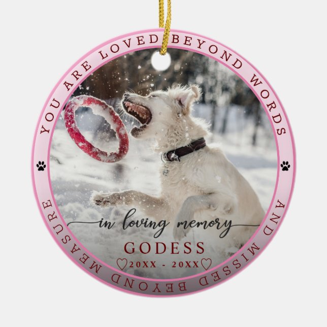 Charming in Loving Memory Pet Photo Monogram Julgransprydnad Keramik (Framsidan)