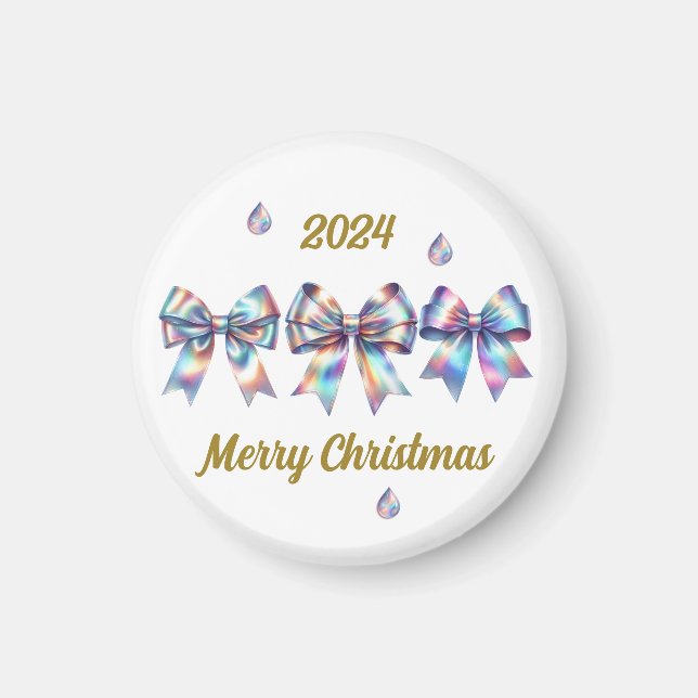 Charming Iridescent Bows Year Daccent Magnet (Framsidan)