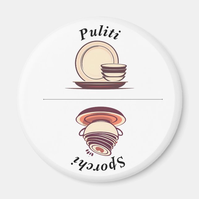 Charming Italiensk Language Clean/Dirty Dishwasher Magnet (Framsidan)