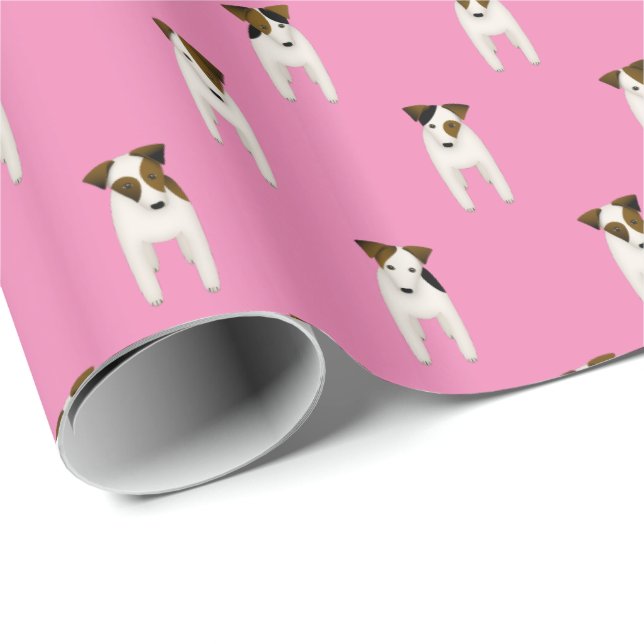charming Jack Russell Terriers rosa eller ANY färg Presentpapper (Rullad Hörn)