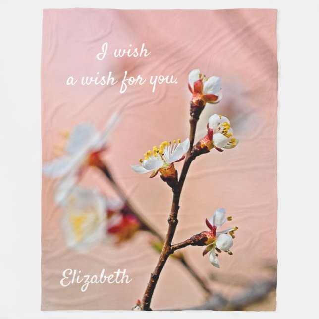 Charming Japanska Apricot-Blommar Fleecefilt (Framsidan)