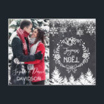 Charming JOYEUX NOËL Chalkboard Photo Inbjudan Vykort<br><div class="desc">Elegantens utformning med en elegant,  modern "JOYEUX NOËL"-typografi,  på en krita med snöflingor och träd och ditt foto. Använda Anpassa verktyg om du vill lägga till ett eget foto (par,  barn,  familjefoto,  husfoto),  ändra färg på namn så att det passar färgerna. Fler idéer i min julfotosamling..</div>