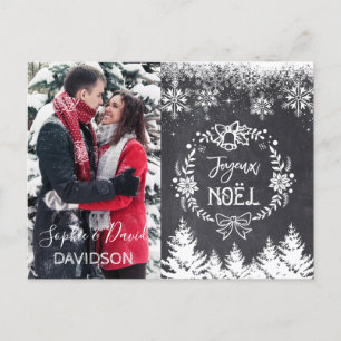 Charming JOYEUX NOËL Chalkboard Photo Inbjudan Vykort
