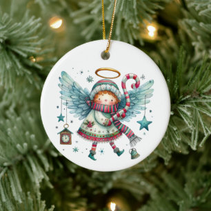 Charming jul Angel Modern Folk Art Stil Julgransprydnad Keramik