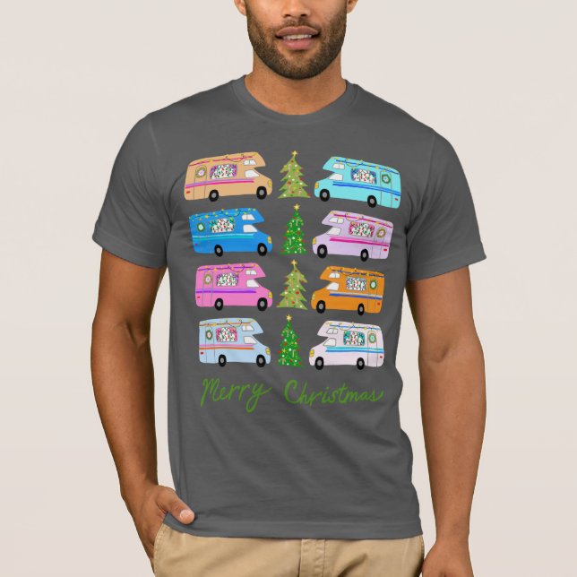 Charming jul Camper Retro Motorhome RV Julafton T Shirt (Framsida)
