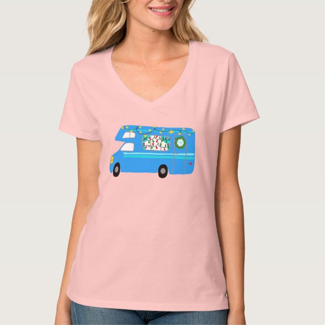 Charming jul Camper Retro Motorhome RV Julafton T Shirt (Framsida)