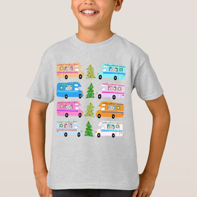 Charming jul Camper Retro Motorhome RV Julafton T Shirt (Framsida)