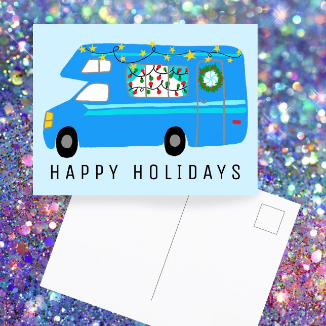 Charming jul Camper Vintage RV Julafton Vykort (Charming Christmas Camper Vintage RV Xmas Holiday Postcard
)