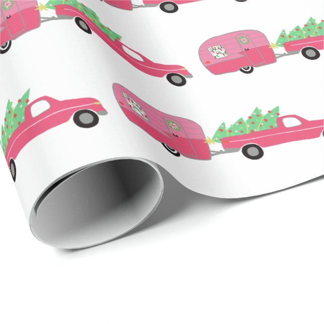 Charming jul Camper Vintage Trailer RV Julafton Presentpapper (Rullad Hörn)