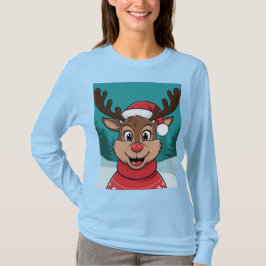 Charming jul Reindeer Ansikte T-Shirt for Girls