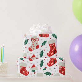 Charming jul Stockings och Holly Mönster Presentpapper