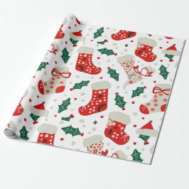 Charming jul Stockings och Holly Mönster Presentpapper