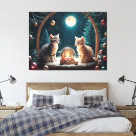 Charming Julkattungar med festlig dekoration Canvastryck