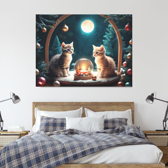 Charming Julkattungar med festlig dekoration Canvastryck (Insitu (sovrum))