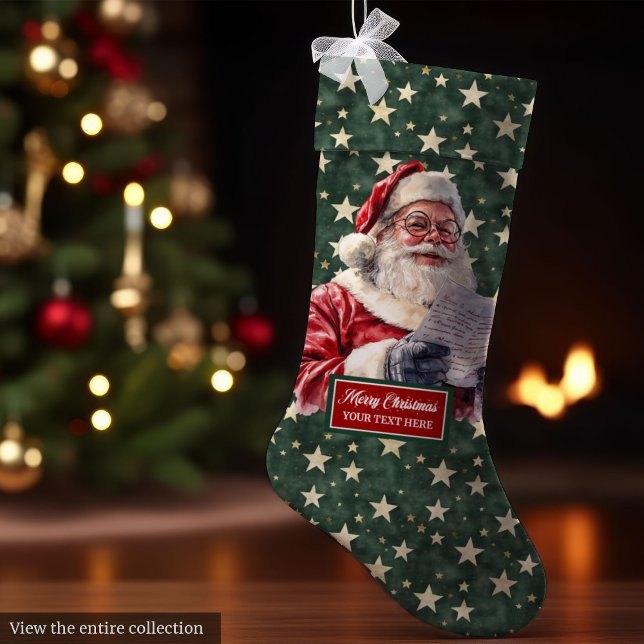 Charming Jultomten Stocking Personlig Classic Stor Julstrumpa (Charming Santa Claus Stocking Personalized Classic Holiday)