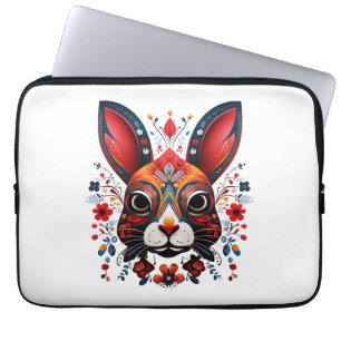 Charming kanin hygge stil färgfläckig lekfull söt laptop fodral