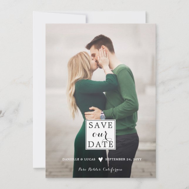Charming Kärlek Modern Save Date Photo Card Spara Datumet (Framsida)